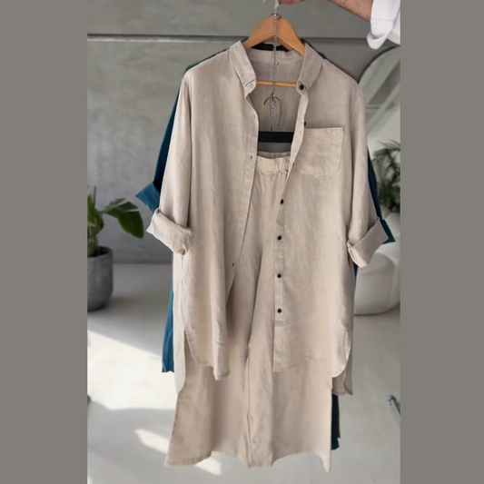 Rich Linen Women's Shirt & Plazo Set